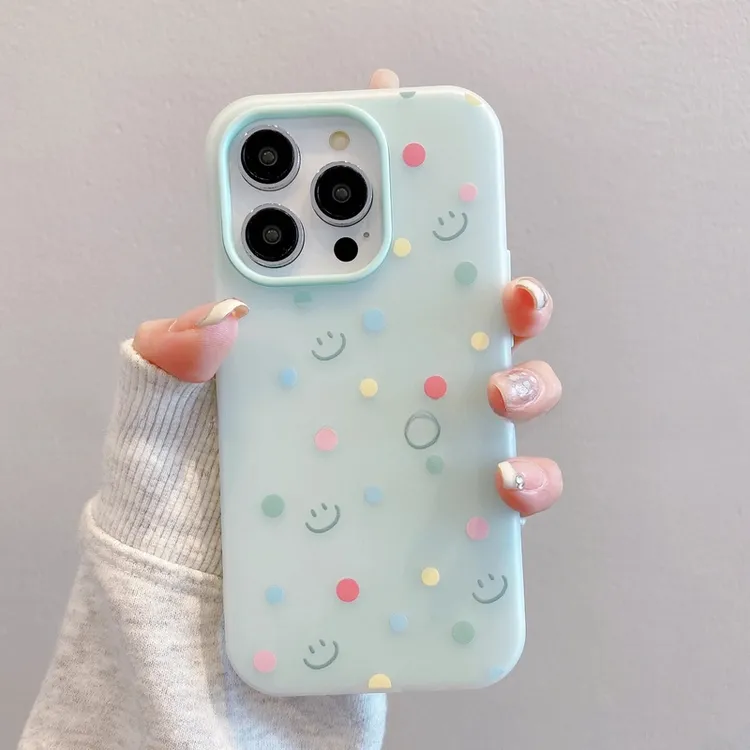 （苹果）果冻壳适用iPhone16promax1514131211潮波点笑脸安卓手机壳