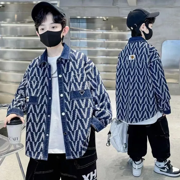 儿童装男童秋装牛仔外套2025新款中大童春秋款男孩酷帅衣服秋季潮