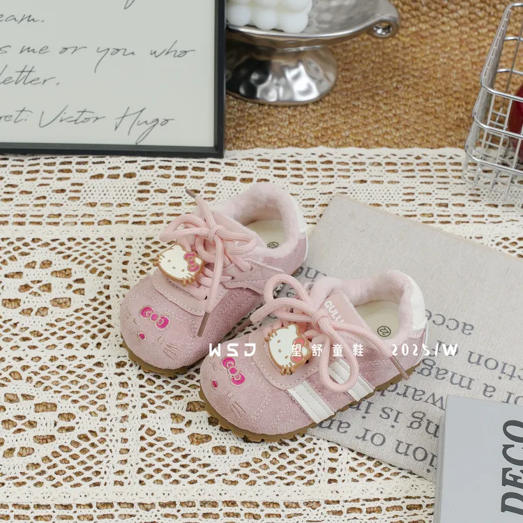 望舒家韩版女童加绒保暖运动鞋秋冬季儿童休闲德训鞋学步鞋68