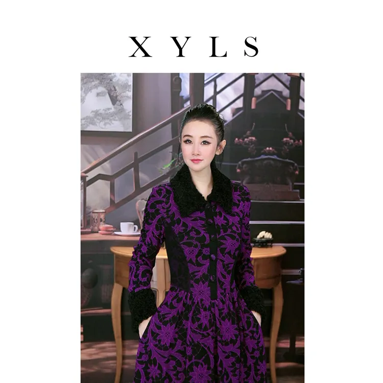 加绒弹力网纱连衣裙秋冬T006982-1