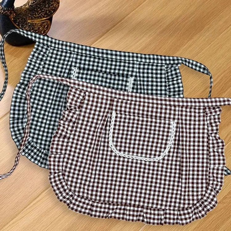 半身棉布围裙洋气家用防污半截围腰厨房透气做饭工作服新款时尚