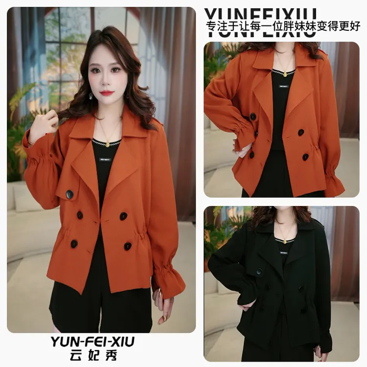 云妃秀大码女装外套时尚休闲宽松显瘦减龄简约气质百搭秋季22219