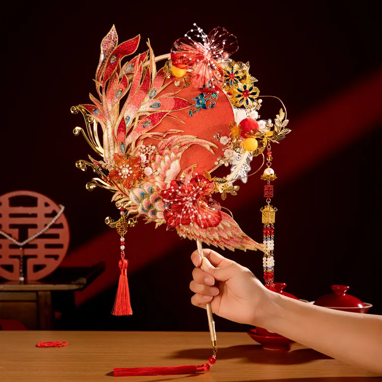 新娘结婚团扇手工diy材料包中式婚礼秀禾喜扇新款