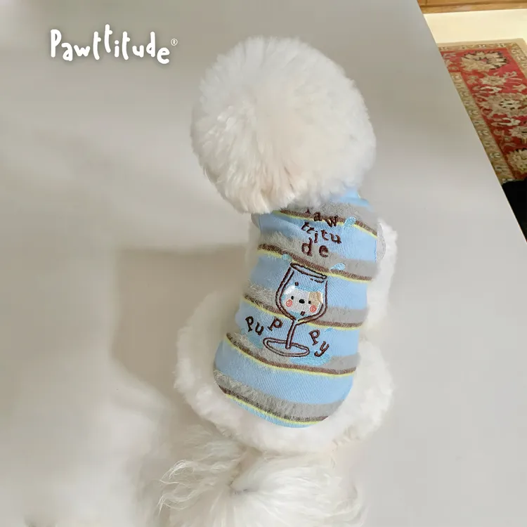 【微醺小狗】宠物亲子猫咪居家服狗狗衣服秋冬小米貂慵懒条纹背心