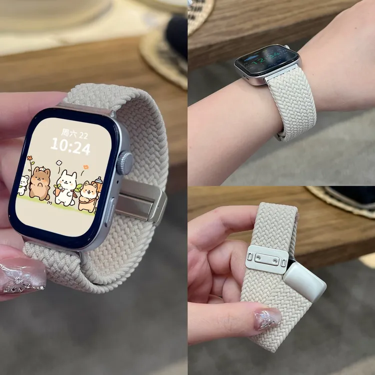 适用华为手表fit4表带一体式快拆fit3替换带尼龙编织磁吸pro透气