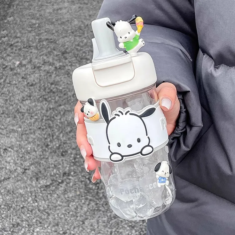 帕恰狗水杯女生高颜值夏季塑料杯子三丽鸥学生可爱刻度吸管杯便携