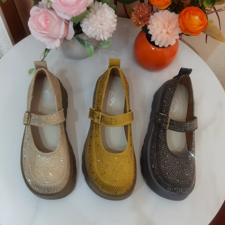 宠粉福利女士乐福满钻厚底鞋