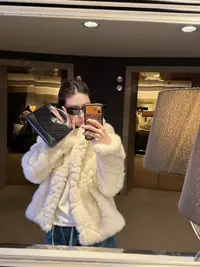 人造皮草 TTS【油画栀子】凌格纹高级环保毛时尚外套