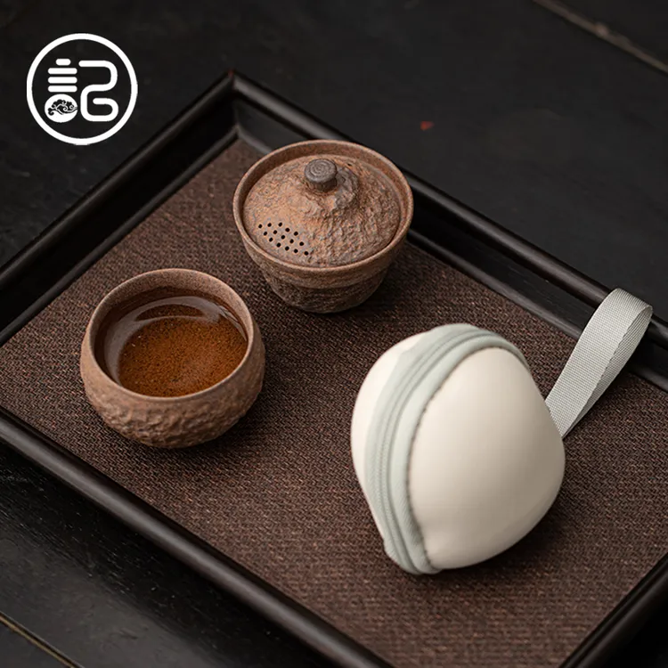【一人用】迷你款原矿老岩泥复古风一壶一杯旅行茶具便携快客杯