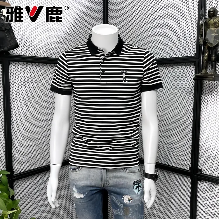 V/雅鹿夏季时尚帅气翻领POLO衫男士短袖商务休闲高档潮流短袖体恤