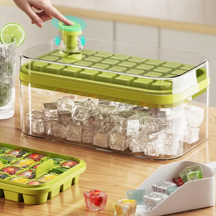按压冰块模具冰格制冰盒家用储存做冻冰块冰箱储冰器制作磨具神器