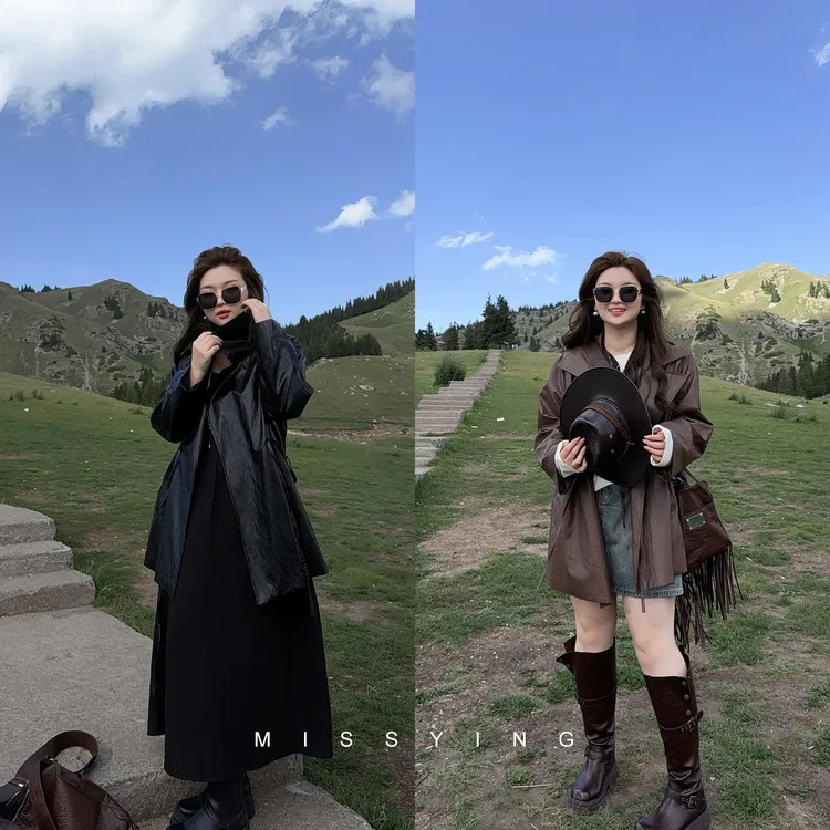应小姐【凯旋门】微胖大码女装显瘦初秋宽松时尚休闲百搭气质皮衣