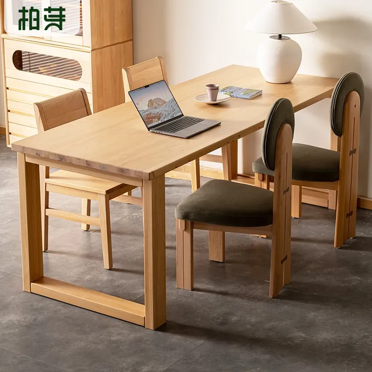 网红莫比恩餐桌全柏木餐台北欧现代简约大排桌原木风纯实木工作台