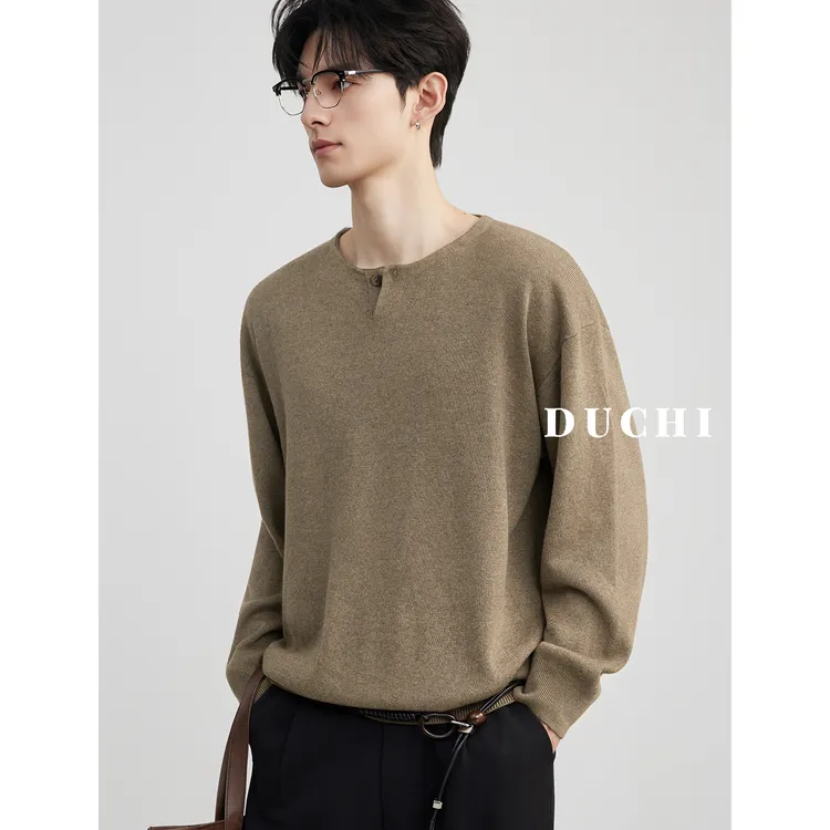 【经典亨利领】美式休闲保暖针织衫男25新款秋冬季复古高级感毛衣