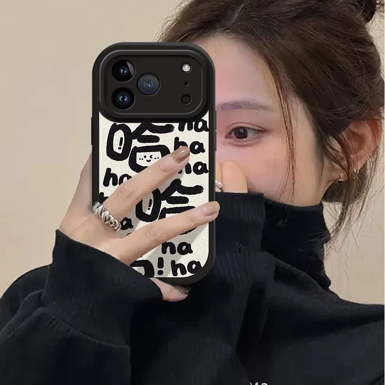 适用黑白哈哈苹果17手机壳全包防摔iphone17pro设计感17promax小