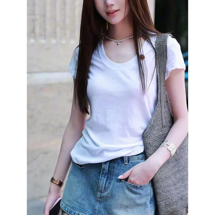 【松弛慵懒感】欧洲商品2025夏季新款女式短袖t恤韩式时尚百搭简