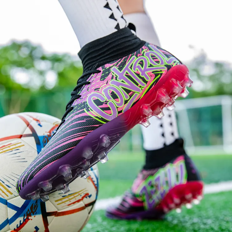 振足足球鞋【星征途2.0】AG短钉青少年高帮草地大码学生儿童防滑