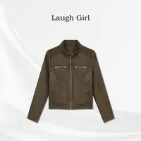 楚楚君 Laugh girl【棕咖暮色】立领口袋绒面酷飒短款外套WL531176J