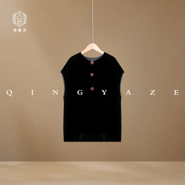 紫葡萄！正反两穿真丝丝绒新中式上衣！GZ6281