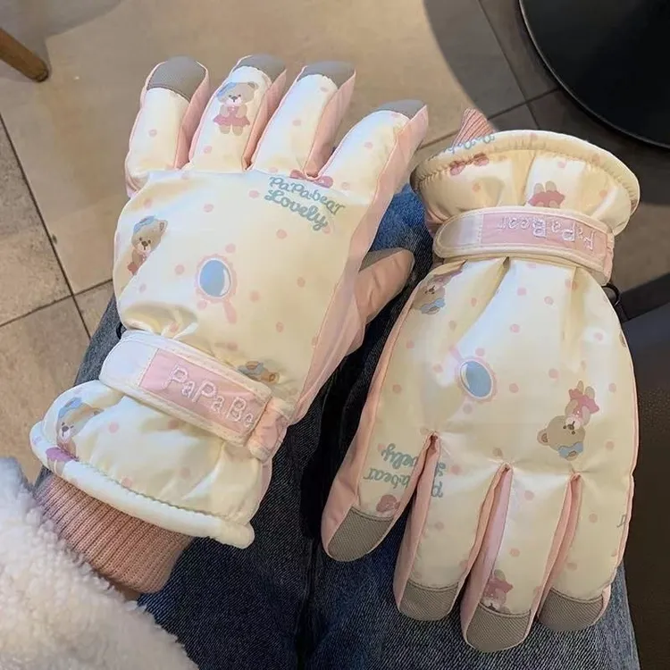 滑雪手套女冬季可触屏加绒加厚保暖防寒防风防水摩托车骑行手套潮