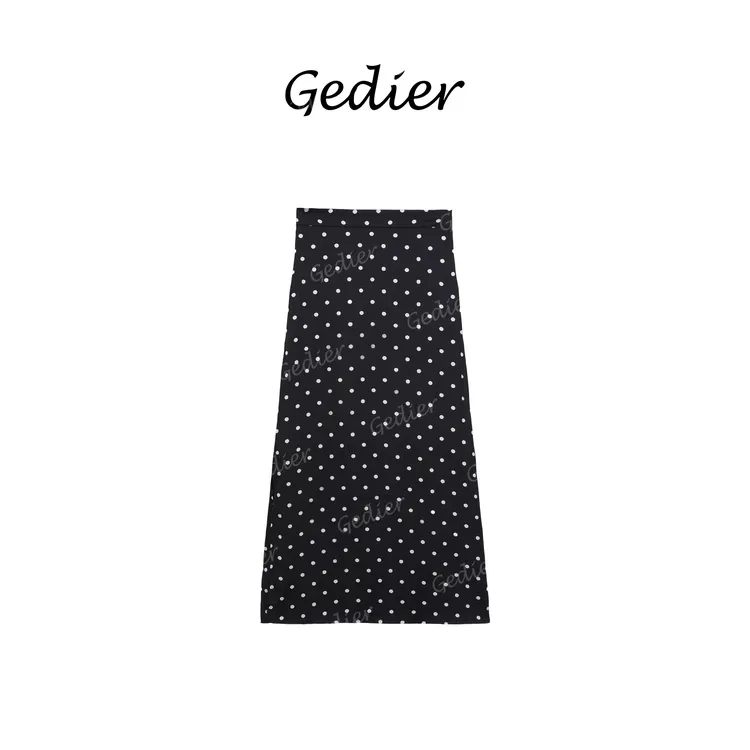 【歌蒂尔】时尚精致老强风波点半长裙 优雅洋气简约裙子 EG521191Y