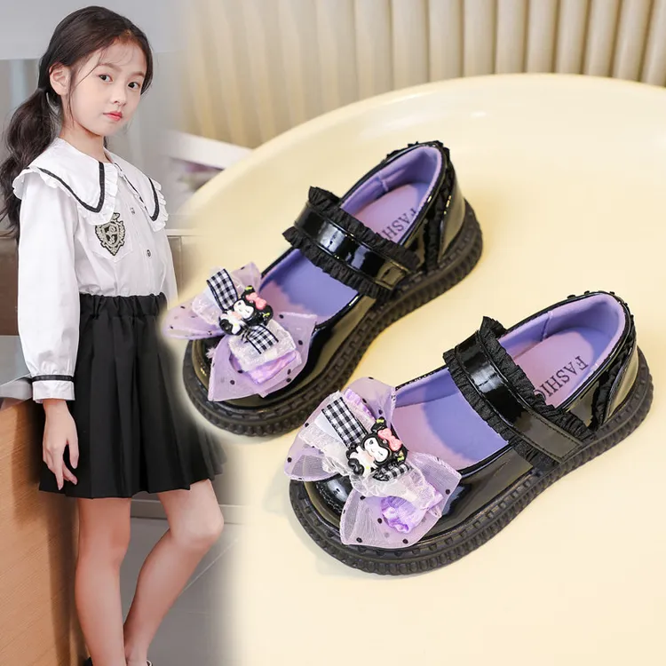 女童小皮鞋2025春秋新款软底百搭库洛米儿童公主鞋女孩小学生单鞋