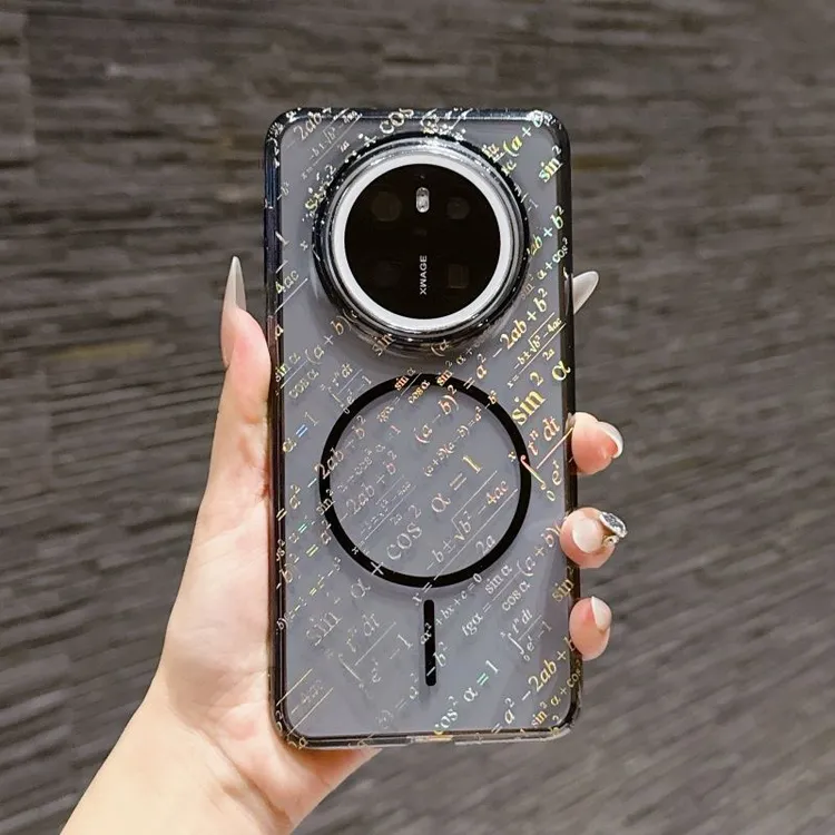 适用华为mate70Pro+手机壳个性高透烫金函数公司mate60磁吸不发黄