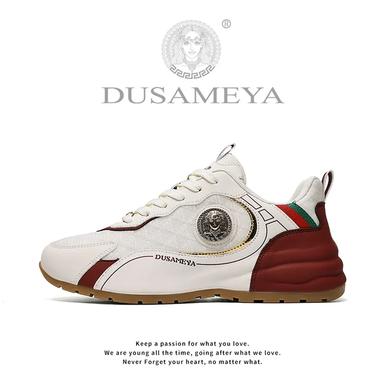 DUSAMEYA/杜莎米娅透气皮面包底鞋轻奢时尚百搭休闲厚底情侣鞋