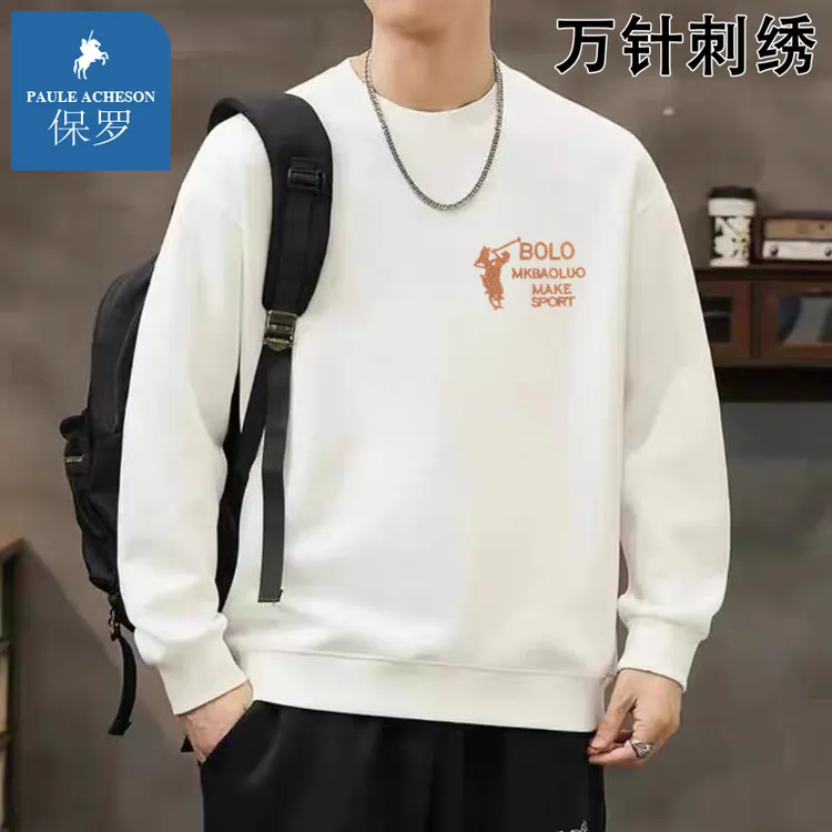 保罗艾奇逊圆领刺绣卫衣时尚情侣款男女同款t恤PJ