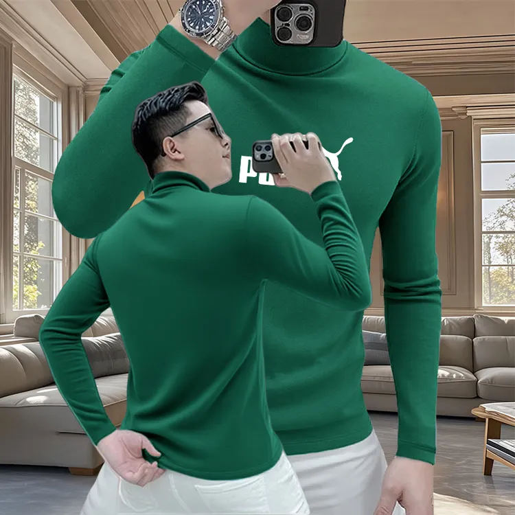 秋冬新款重磅双面德绒打底衫高端轻奢男士百搭半高领修身保暖长袖