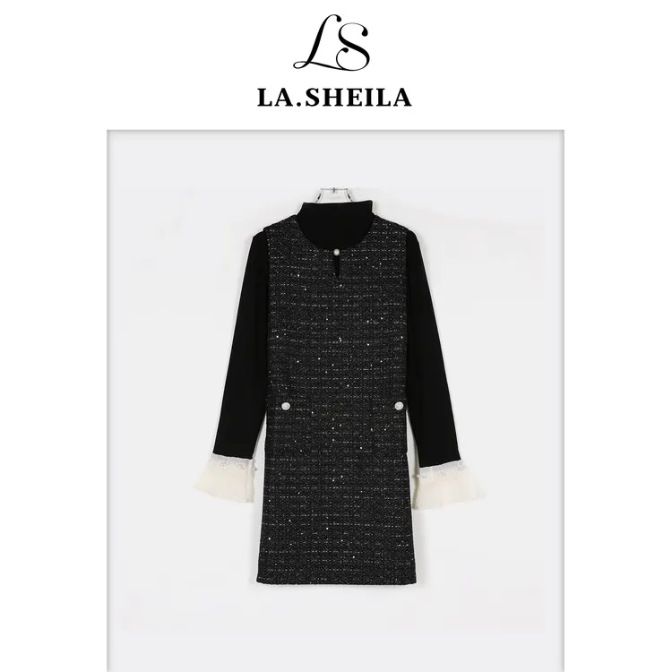 LA.Sheila“许妍套装”珍珠小香风连衣裙打底套装253-TZ/1010-25271