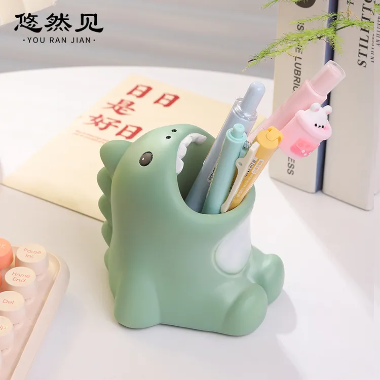 卡通动物大嘴柯基恐龙创意礼物可爱家居桌面装饰摆件树脂收纳笔筒