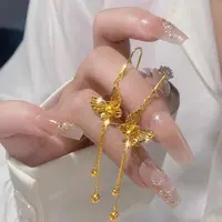 合金耳饰 蝴蝶流苏耳勾