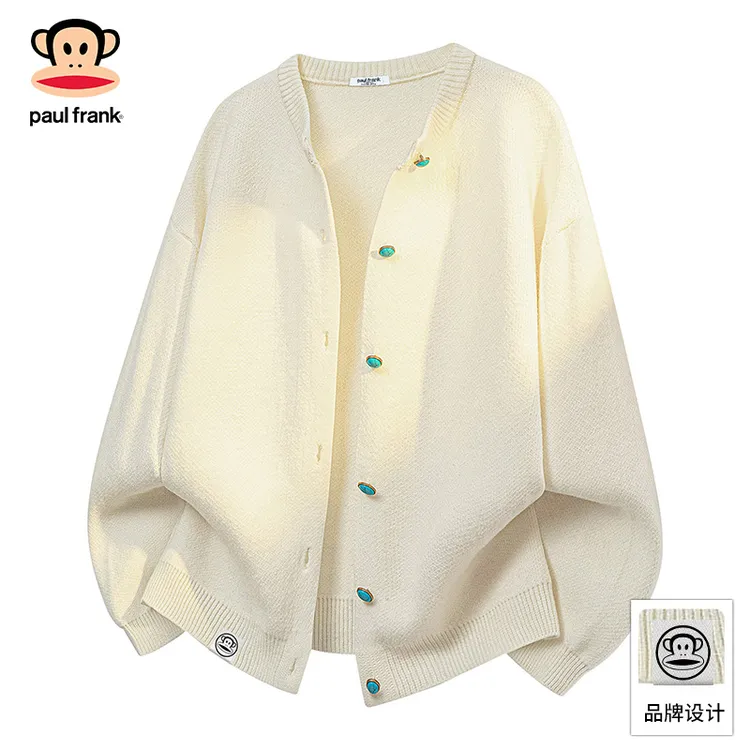 PaulFrank/大嘴猴保暖毛衣开衫男秋季新款慵懒风宽松休闲针织外套