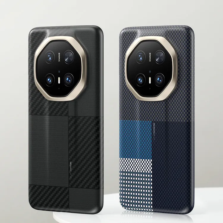 适用华为Mate70RS手机壳高端拼色格纹凯夫拉纹全包防摔轻薄保护套