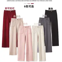 【轻奢专柜】加绒加厚休闲百搭绵羊毛桑蚕丝九级防风宽松柔软阔腿裤