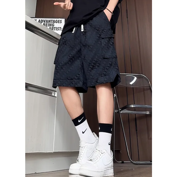 新款夏季男士宽松工装短裤男士潮流休闲五分裤直筒沙滩裤运动中裤