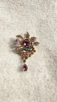 铜合成锆石胸针 【Vivian专属】海棠吊坠胸针