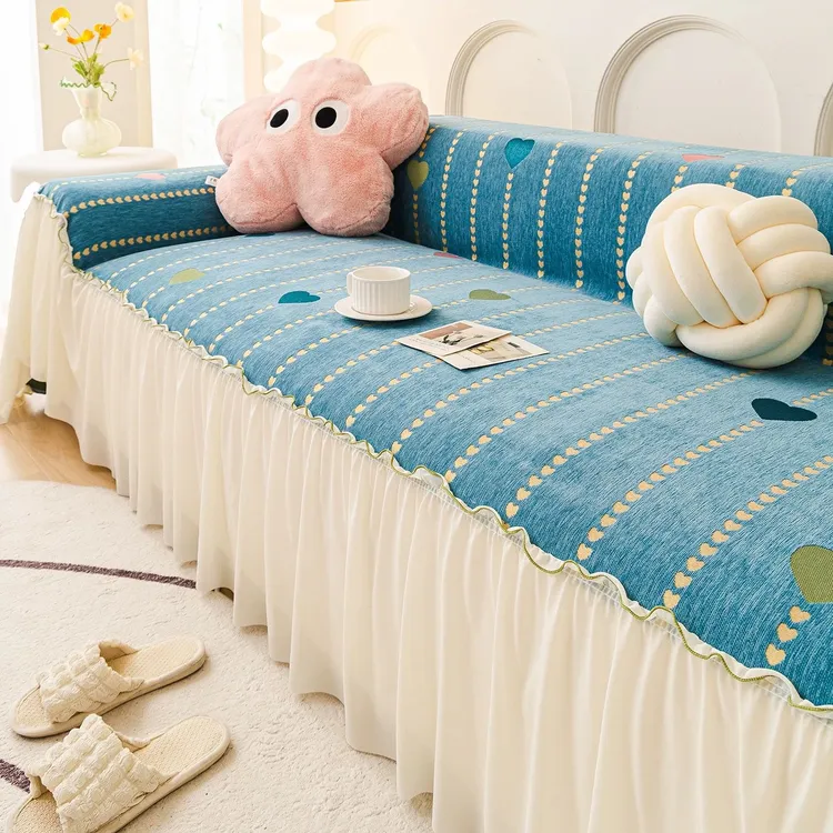 中古风沙发盖布四季通用雪尼尔沙发巾全盖防猫抓保护套罩沙发垫子