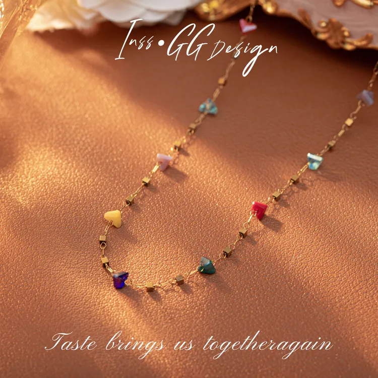 钛钢仿水晶项链 【INSS · GG】 手工轻奢小众彩色项链X652