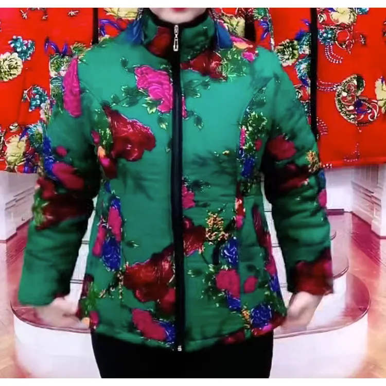 立领拉链中老年妈妈秋冬宽松棉衣外套