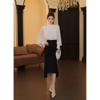 【温迪专属】上衣女早秋2025新款收腰显瘦中长款泡泡袖衬衫JX062