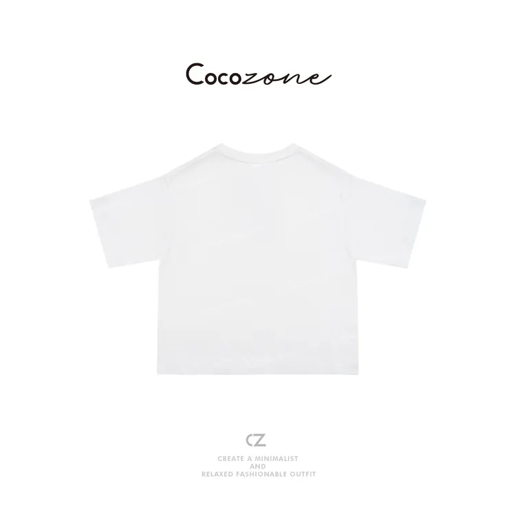 COCO ZONE 刘一一【亚麻棉混纺】简约撞色圆领短袖T恤 CD1A0645
