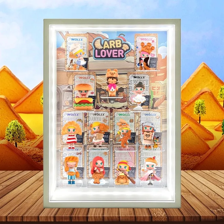 适用于泡泡玛特茉莉MOLLY面包脑袋系列盲盒手办场景展示盒摆件