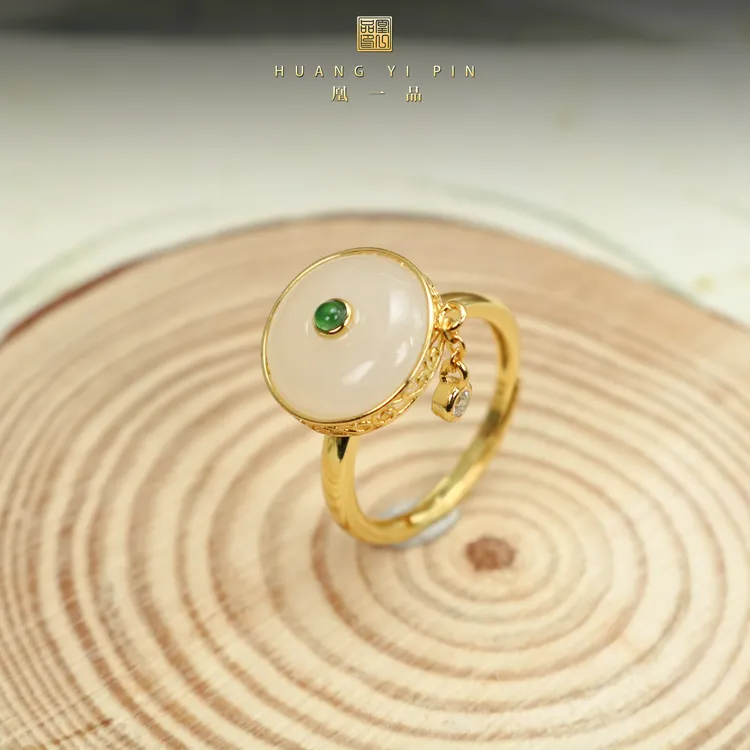 【凰一品】和田玉甜甜圈戒指s925