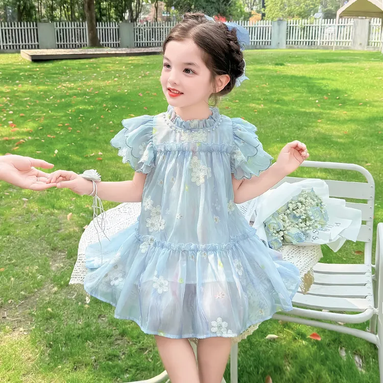女童夏装连衣裙2025新款儿童夏装韩版洋气裙子宝宝夏季飞袖公主裙