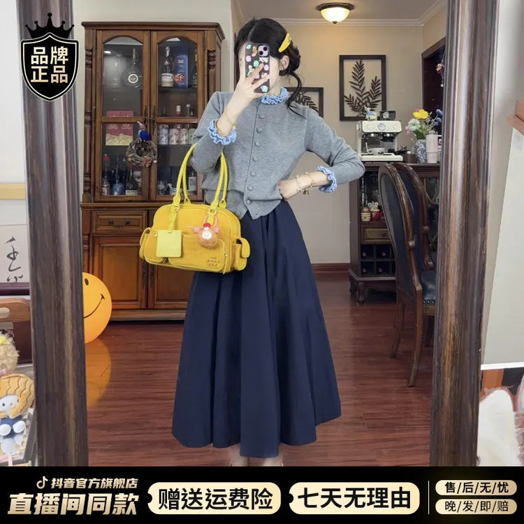 韩系慵懒风长袖针织衫女秋冬季2025新款设计感小众修身显瘦套装裙