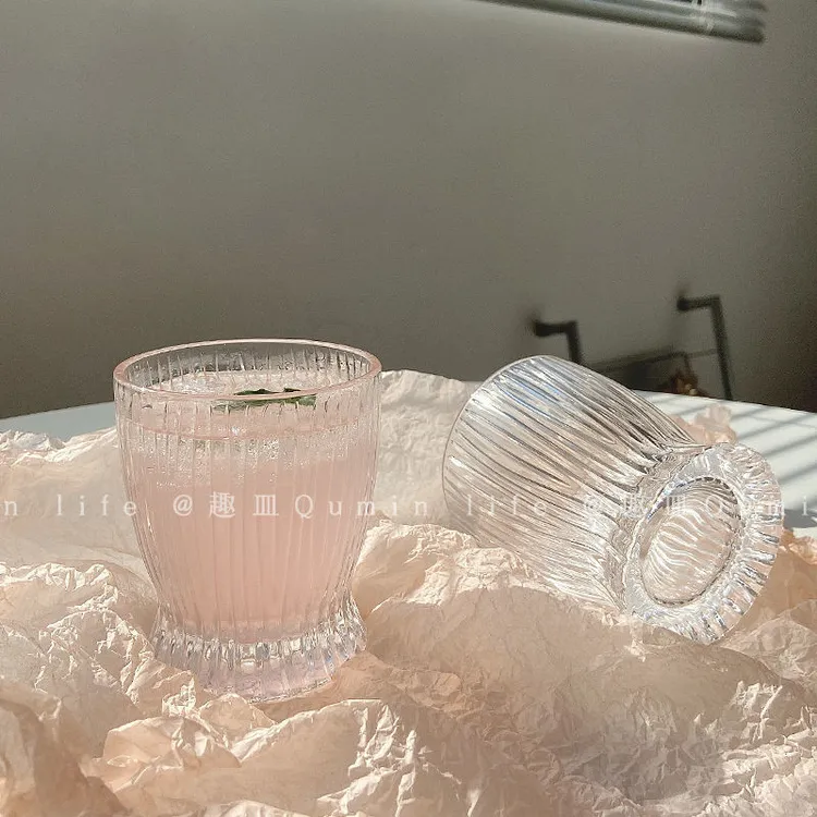 网红韩国风ins玻璃洋酒杯 网红款小蛮腰火焰杯办公室家用奶杯xk
