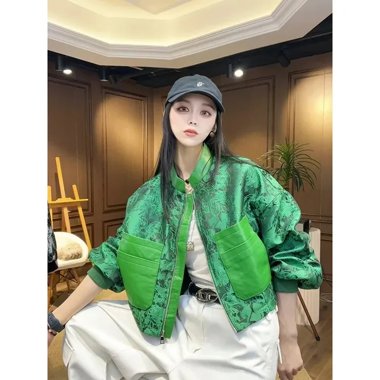 立领撞色大口袋短外套女2025早秋新款美式超火宽松外搭棒球服夹克