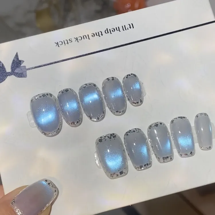 【蓝月光】纯手工蓝眼泪猫眼系列-小众设计师手工穿戴甲